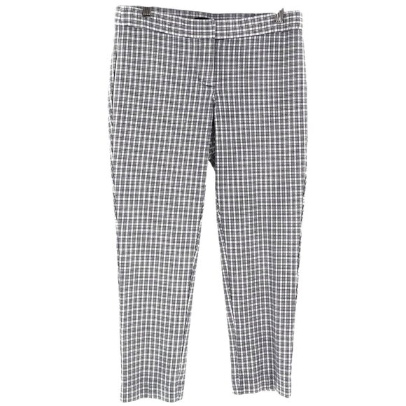 Amanda + Chelsea Capri Trousers Womens 6P White Career‎ Officecore Work Plaid - Picture 1 of 8